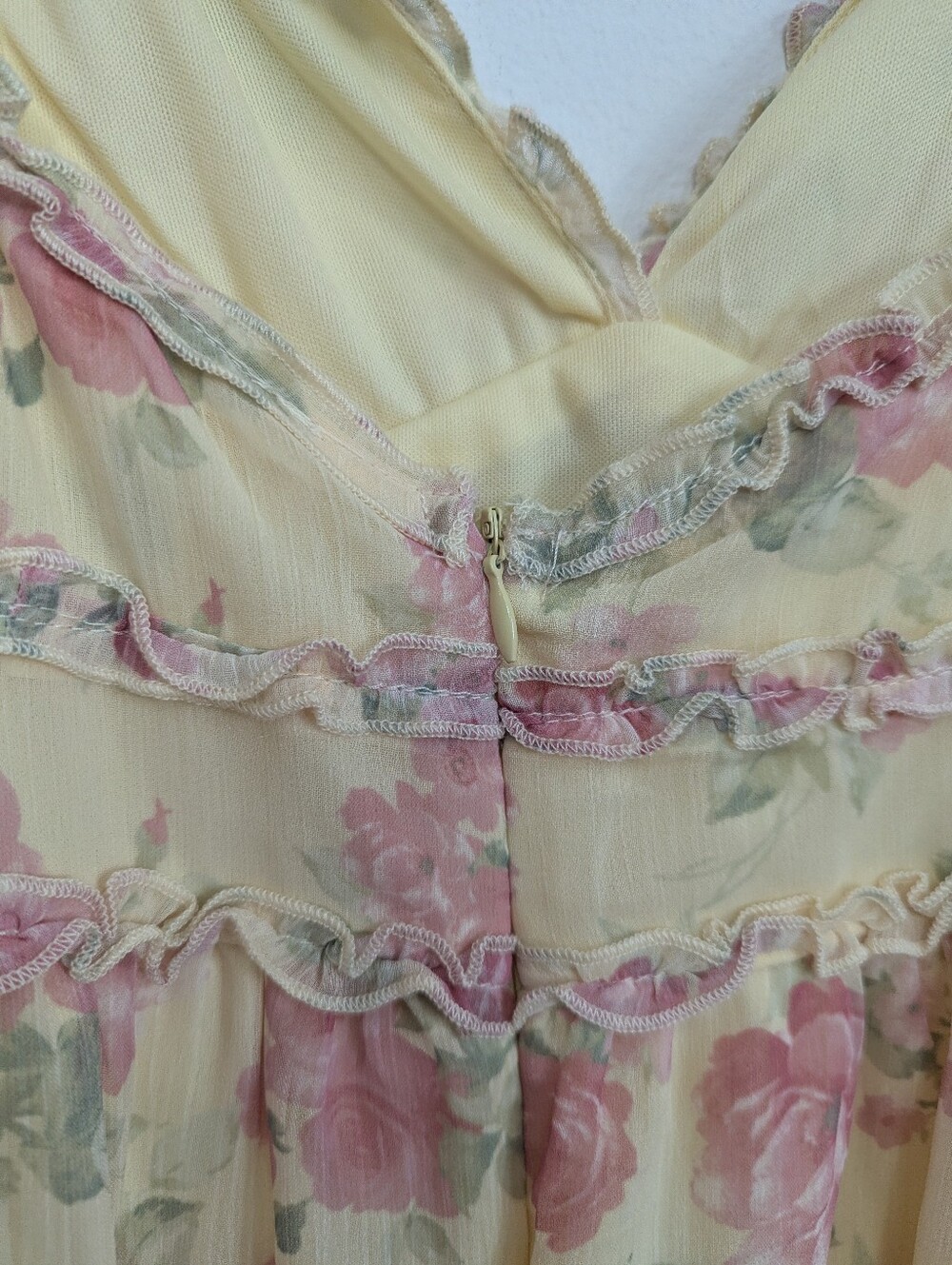 Altar'd State Kezia Floral Maxi Dress Pink And Yellow Pastel Tiered Size L - Picture 8 of 9